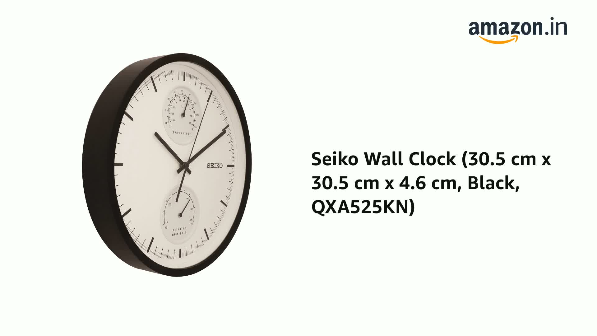 Buy Seiko Elegant Round Black Plastic Analog Home Decor Wall Clock